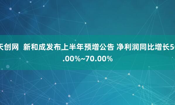 天创网  新和成发布上半年预增公告 净利润同比增长50.00%~70.00%